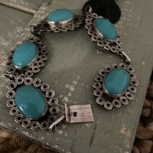 Vintage Reygo Taxco Turquoise and Sterling  Silver Women's Bracelet
